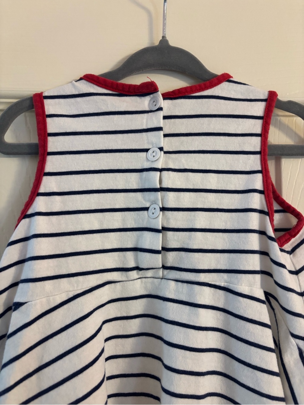 Ralph Lauren White Tank Top with Navy Stripes and Red Trim - Picture 4 of 5